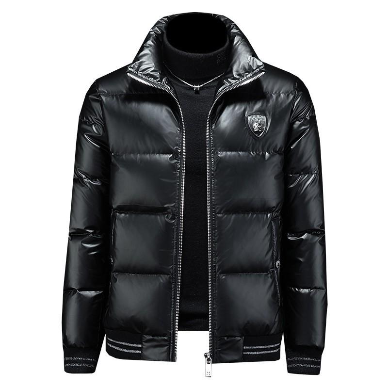 Mens Winter Down Jacket Trendy Casual Warm Coat Basic Style Stand Collar Non-Hooded