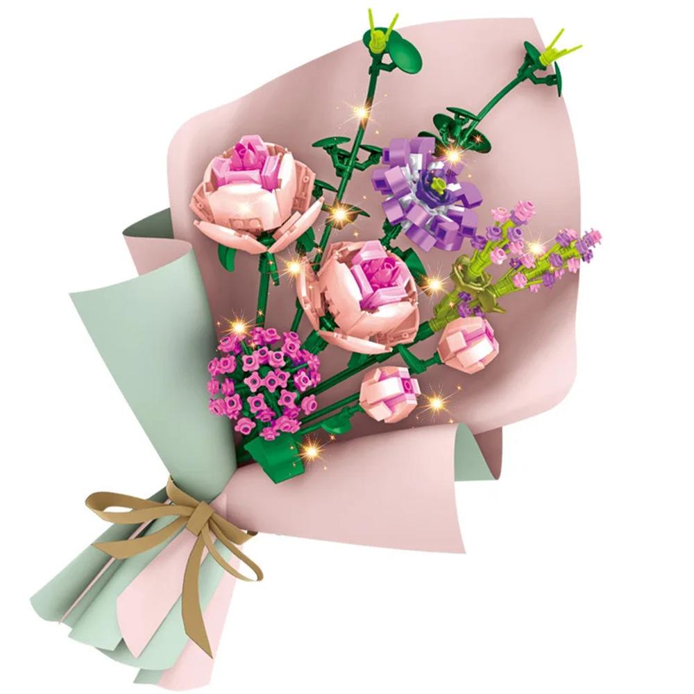 Mini Block Kids Building Toys Bricks Flowers Puzzle Pot Plants Girls Gift Home Decor (1657-1659(With Box))