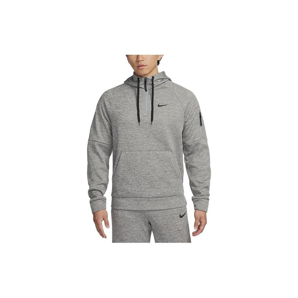 Nike Therma-Fit Solid Color Hooded Drawstring Casual Sports Hoodie Men hoodies Dark-Gray DQ4845-063