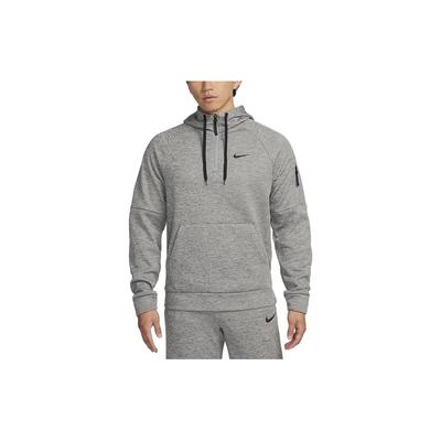 Therma-Fit Jednobarevná Mikina s Kapucí a Stahovací Šňůrkou Ležérní Sportovní Mikina Pánské mikiny Tmavě Šedá DQ4845-063