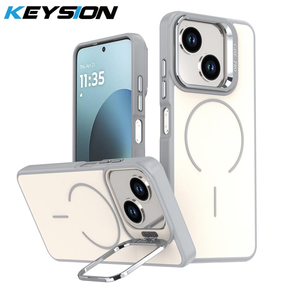 KEYSION Matte Hautgefühl Linsenständer Handyhülle für Magsafe für ZTE Blade A35E Magnetische Stoßfeste Rückabdeckung für ZTE Blade A35E