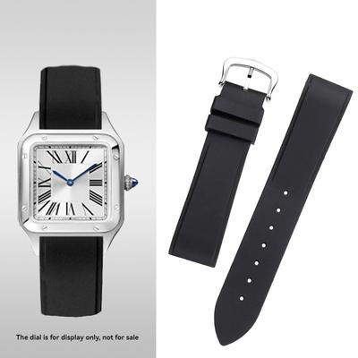 ONEFor Cartier Santos Dumont Female WSSA0032 Fluororubber Strap Pin Buckle Small and Medium Size FKM Rubber Watchband 15mm 17.5mmMN