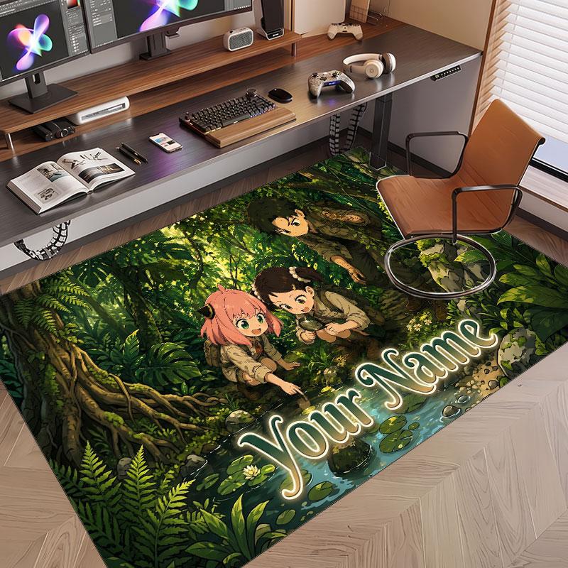 Custom Name Crystal Velvet Rug,Spy × Family Comfortable Anti Slip Floor Mat For Room Decoration