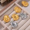 Chic European & American Double-Loop Earrings: Exaggerated 18K Gold Titanium Steel, Summer Non-Fading Design