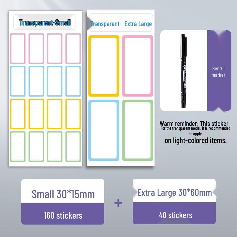 Waterproof Transparent Adhesive Name Stickers - Colorful and Self-Adhesive Labels