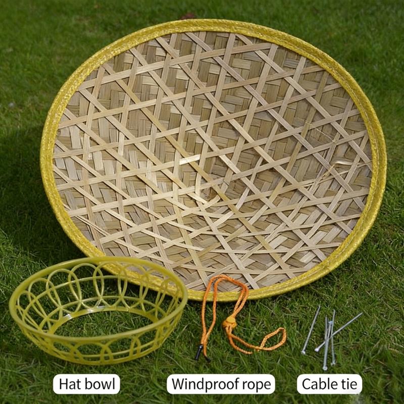 36cm Chinesischer Strohhut Asiatische Reiskappe Chinesische Orientalische Kappe Wasserdicht Verstellbarer Kinnriemen Stroh für den Urlaub