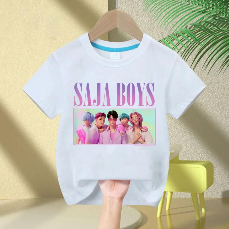 

Лето 2025 Футболка Huntrix Kpop Demon Hunters для мальчиков девочек ФутболкаПодарок для фанатов Круглый вырез Короткий рукав Модные детские футболки 110