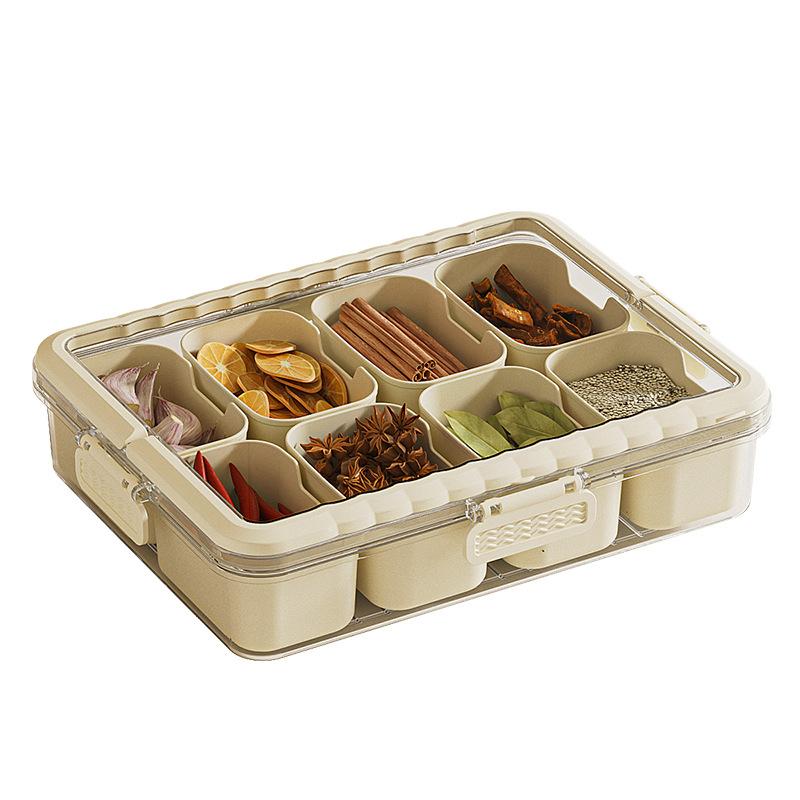 Modern Kitchen Organizer Snack Tray Plastic Food Storage Box 8 Compartments Divider BPA Free Leak-Proof Eco-Friendly Portable