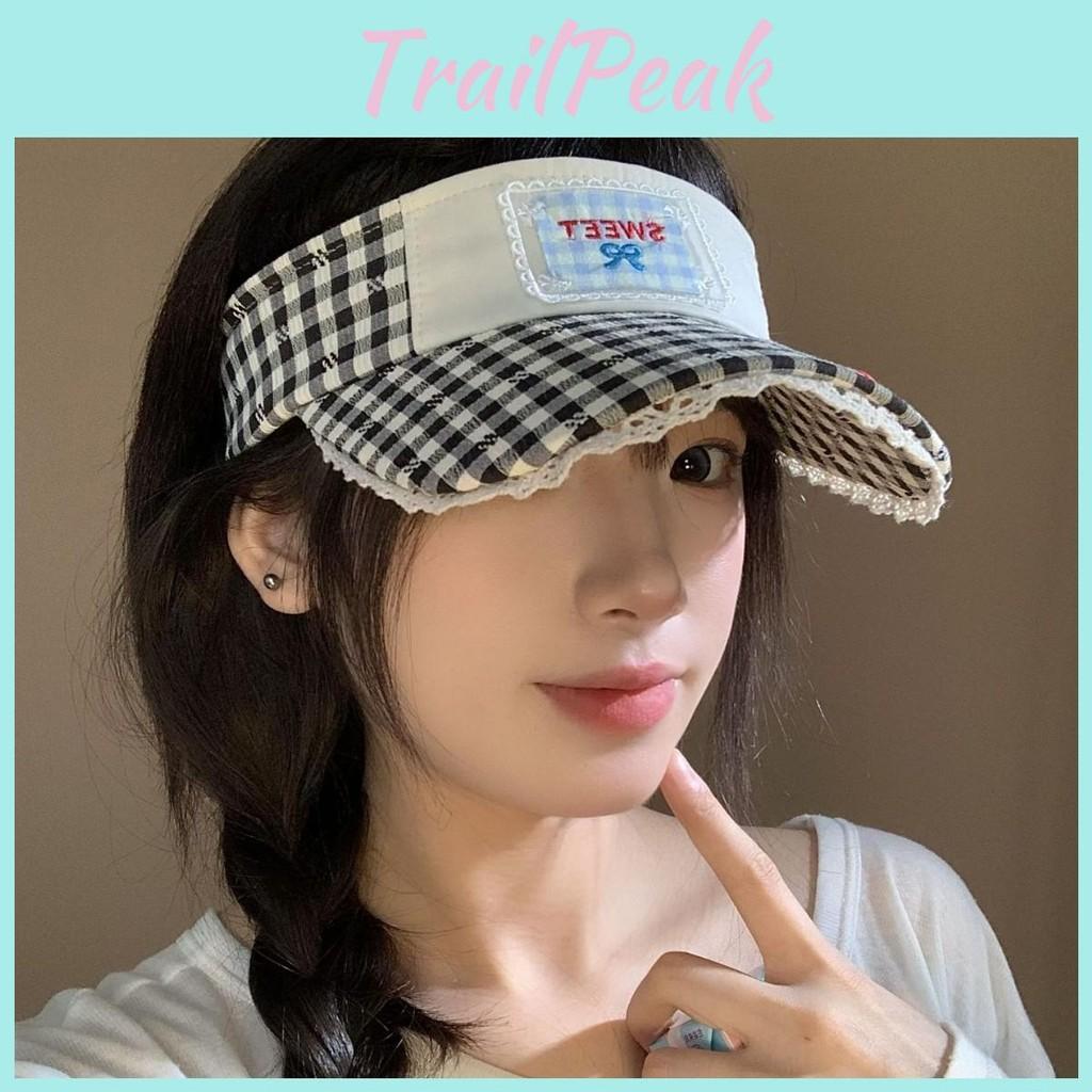 Checkered Printed Black Summer Sun Hat Outdoor Sunshade Breathable Cap Duckbill