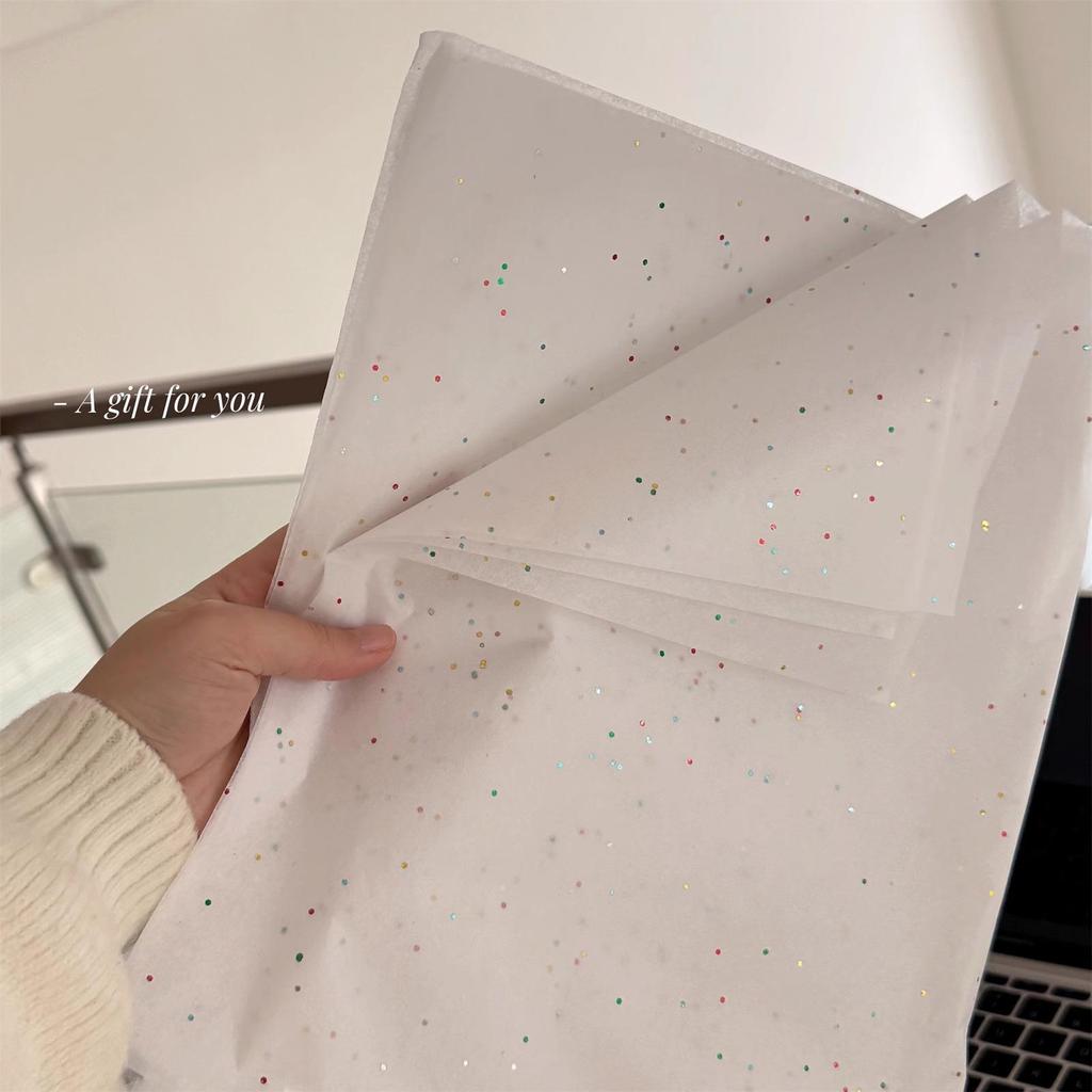 Pearlescent Festival Gift Wrap with Colored Sequins, 17g Thin, Hand-Crumpled Paper