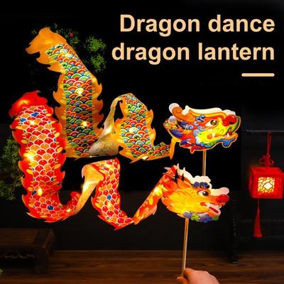 1 Set Drachen-Dace Laternen-Materialset DIY Handgemacht LED Kupferdraht Stoffkörper Chinesisches Loong Spielzeug Performance-Requisite Kinder Erwachsene Neujahrsgeschenk