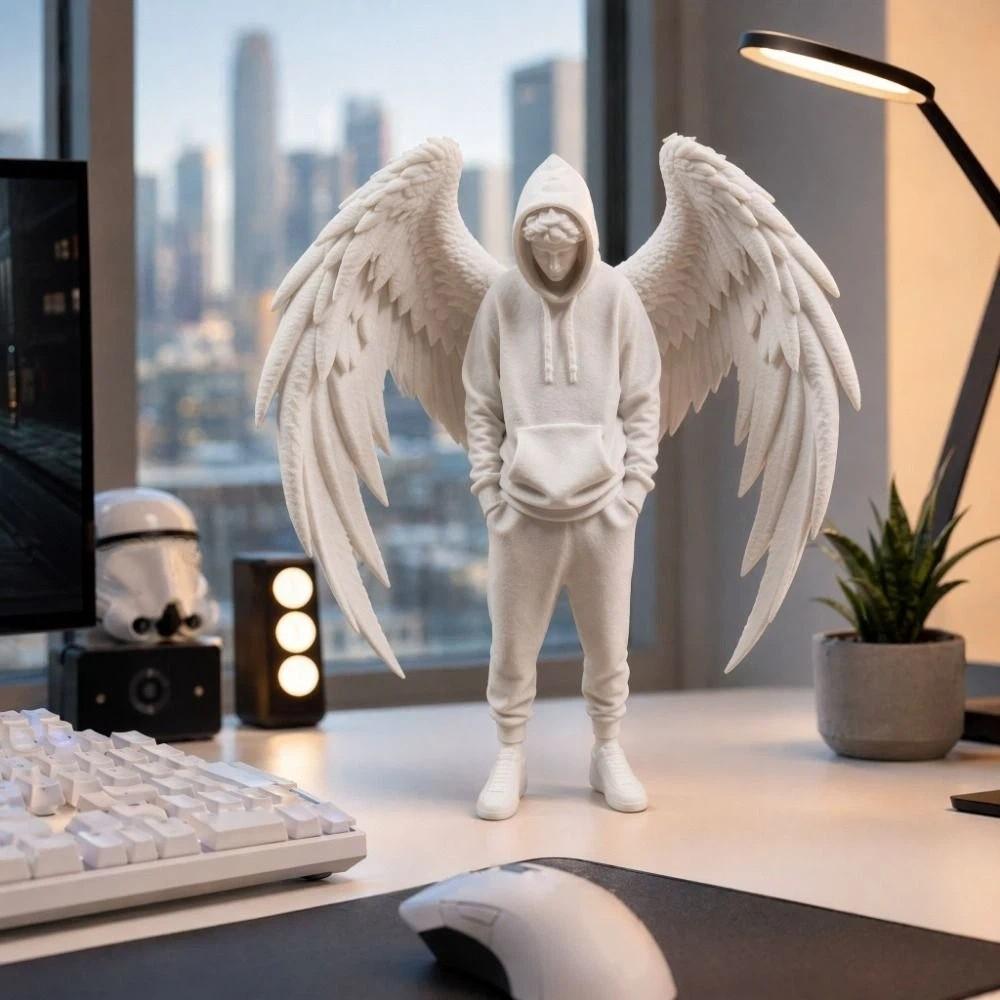 Creative Angel Statue with Wings 3D Printed Desktop Ornaments Office Desk Display
