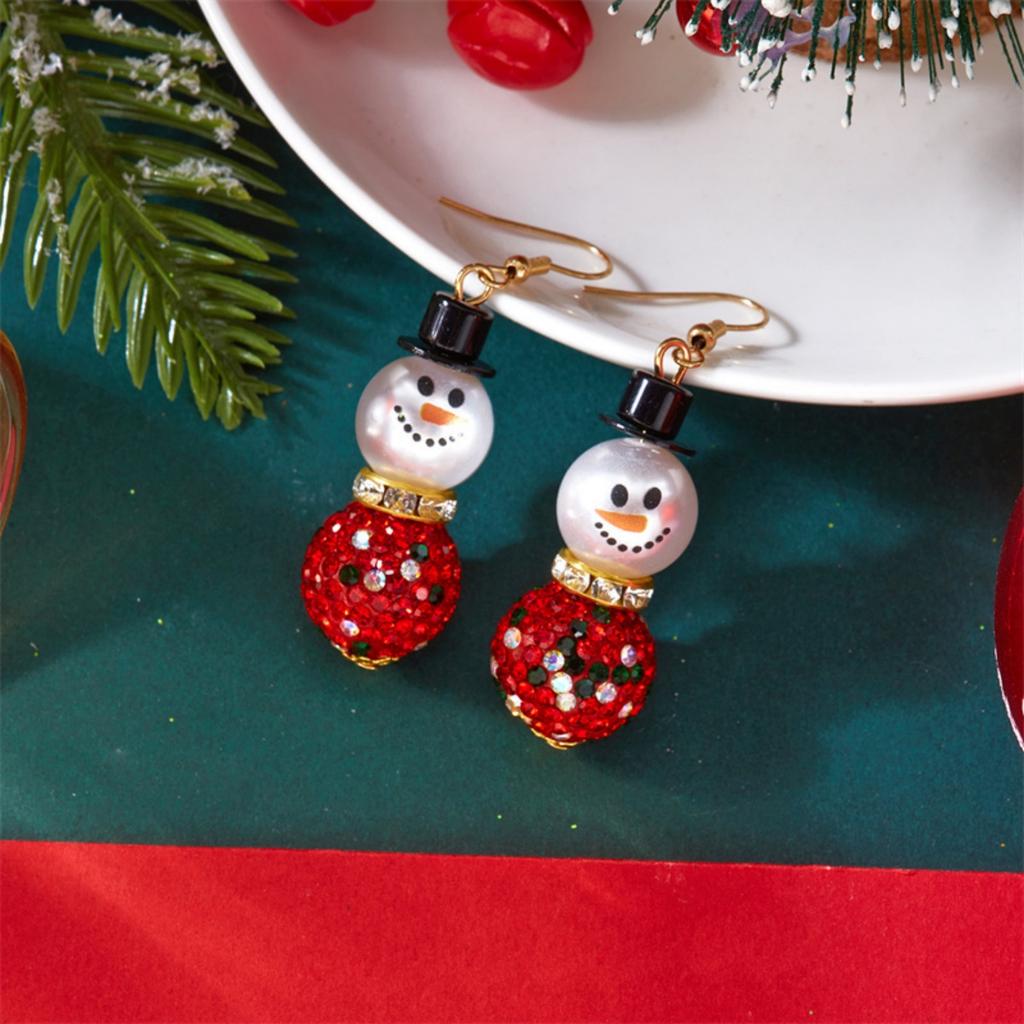 Christmas Rhinestone Imitation Pearl Ball Wear Hat Snowman Drop Earrings Glitter Earrings Holiday Jewelry Gifts For Women Men