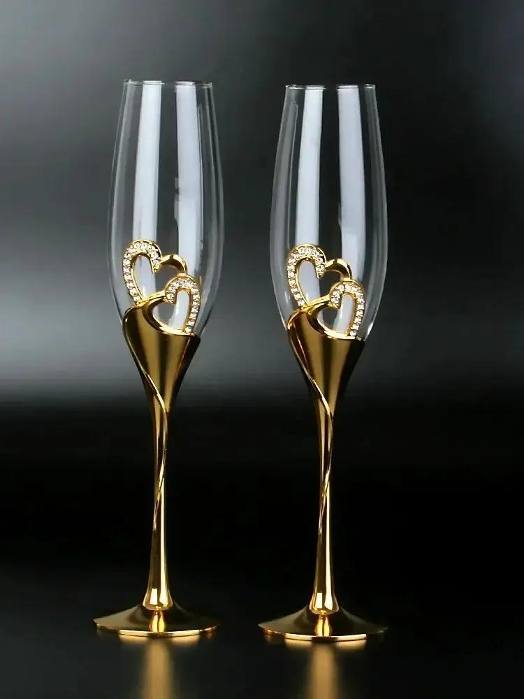 

Элегантные бокалы-флейты для шампанского в форме сердца и тюльпана, романтический набор коктейльных винных бокалов для пары, персонализированный свадебный, для вечеринки, годовщины 200ml