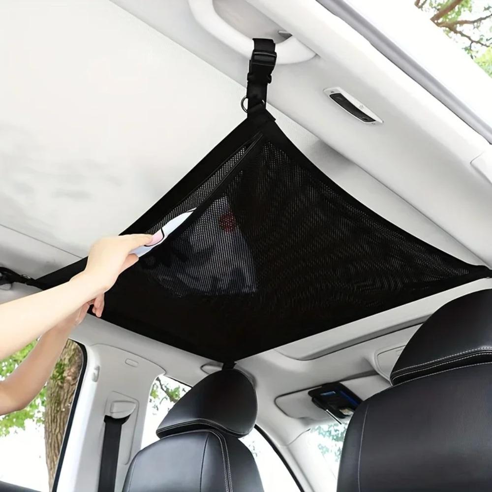 Space-saving Car Roof Storage Mesh Bag Double Layer Car Ceiling Cargo Mesh Pocket  Camping