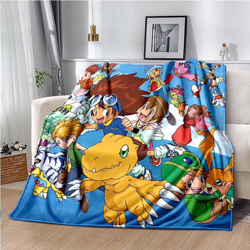 Di-gimon Cartoon Anime Throws Blanket Kids Super Soft Cute Blankt for Travel Couch Picnic Sofa Bed Flannel Blanket Birthday Gift