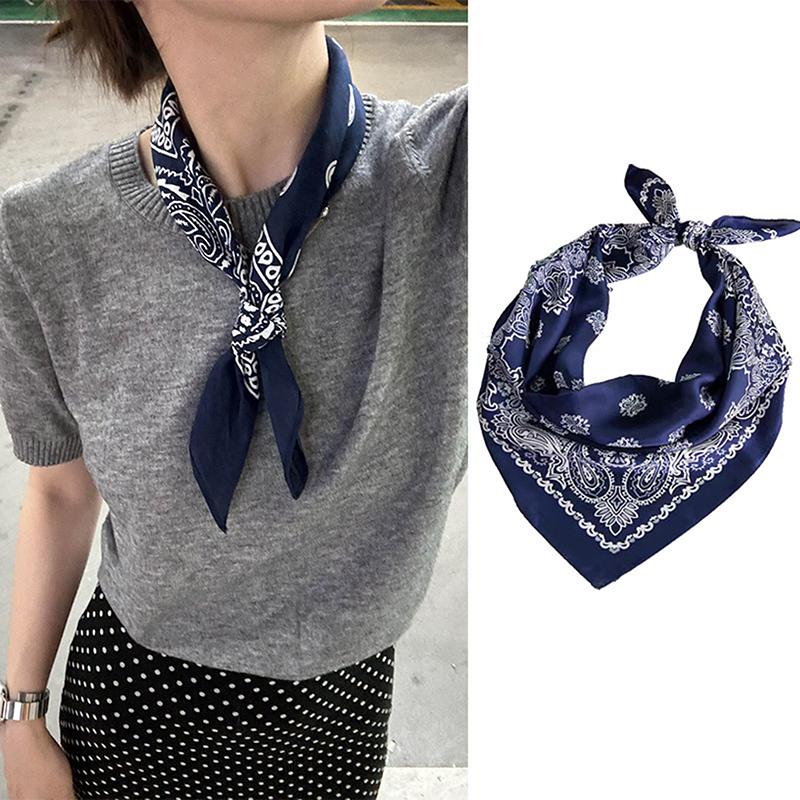 Luxury  70Cm Satin Square Silk Scarf For Women Hair Hand Neckerchief Wrist Hijab Wraps Lady Shawl Ribbon Bandana