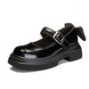 Bow Mary Jane shoes women's 2025 spring new thick heel shallow mouth small fragrant single shoes women's round head buckle women's shoes