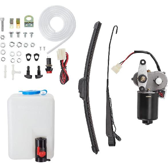 Kemimoto UTV Windshield Washer Reservoir with 12V Windshield Wiper Motor Kit Compatible with Polaris RZR Ranger General Can Am X3 Defender Commander