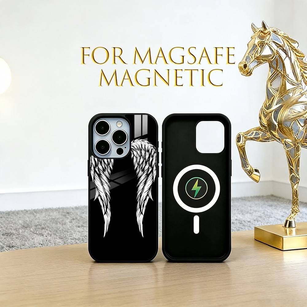 

Чехол для телефона с крыльями ангела для iPhone 17, 16, 15, 14, 13, 12, 11 Plus, Pro, магнитный с Magsafe, беспроводная зарядка iPhone16ProMax