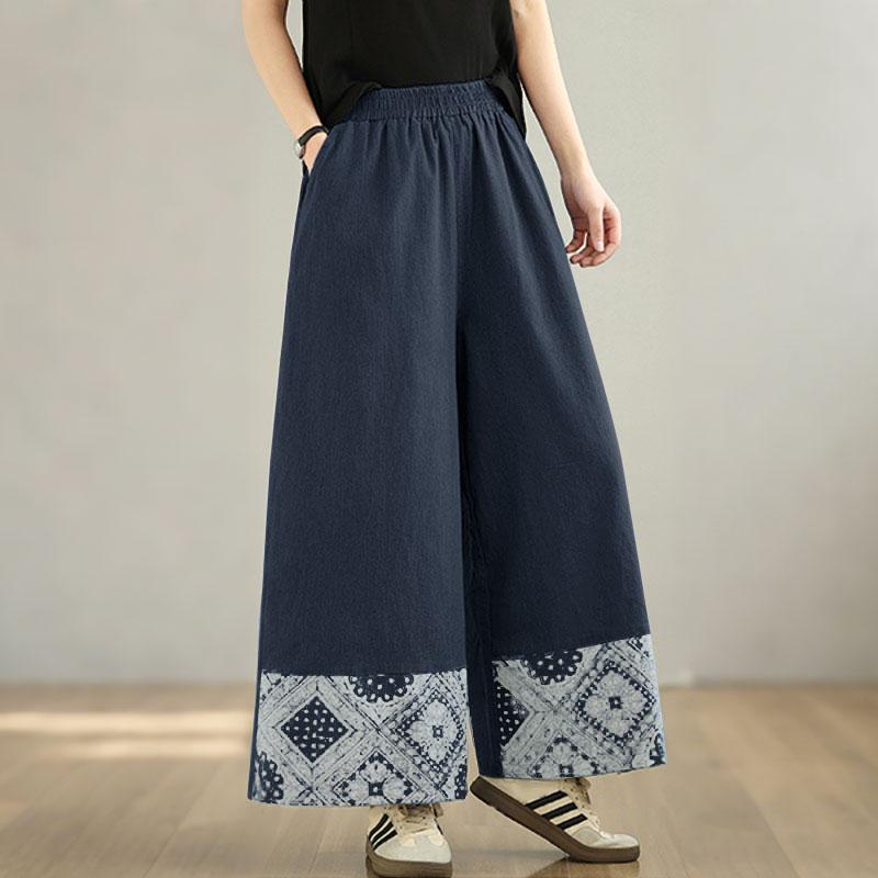 ZANZEA Women Casual Elastic Waist Loose Print Cropped Pants
