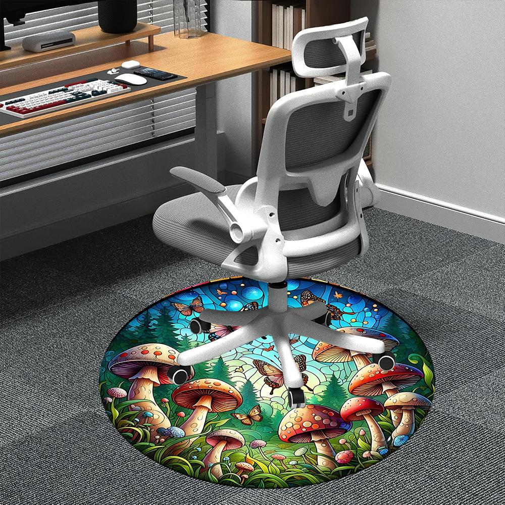 

1pc Mushroom Butterfly Office Round Area Rug, Indoor Mat Suitable ForOffice, Under Office Chairs Bedroom Living Room Home Decor, D136 80cm by 80cm