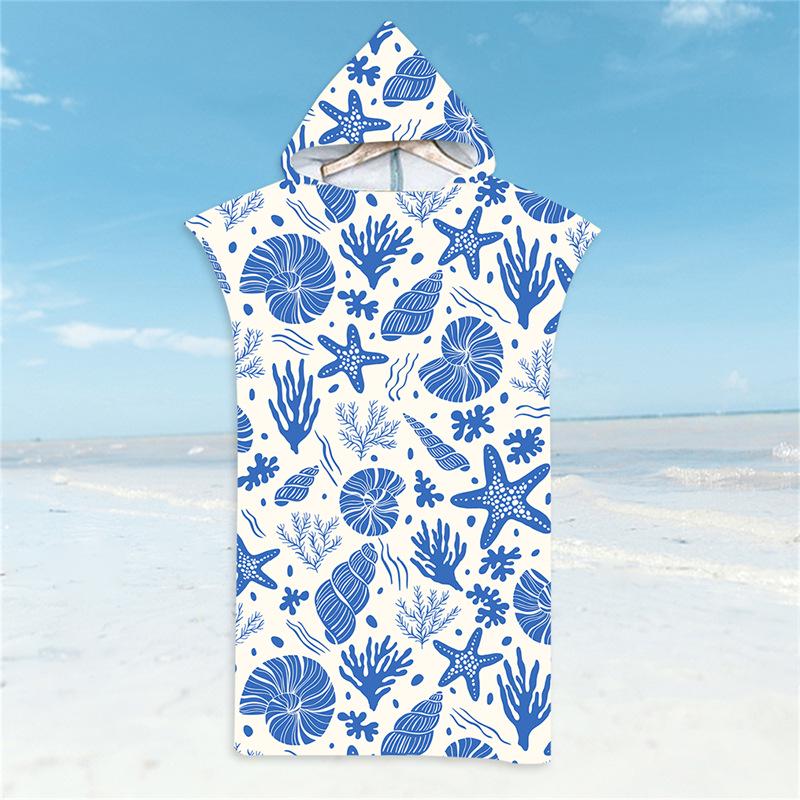 Microfiber Quick-Dry Hooded Beach Poncho Bathrobe for Adults