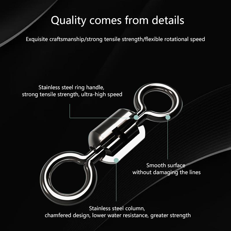 100Pcs Fishing Swivels Stainless Steel Rolling Barrel Swivels Fishing Line Connector Micro Swivel Fishing Lure Solid Ring Swivel