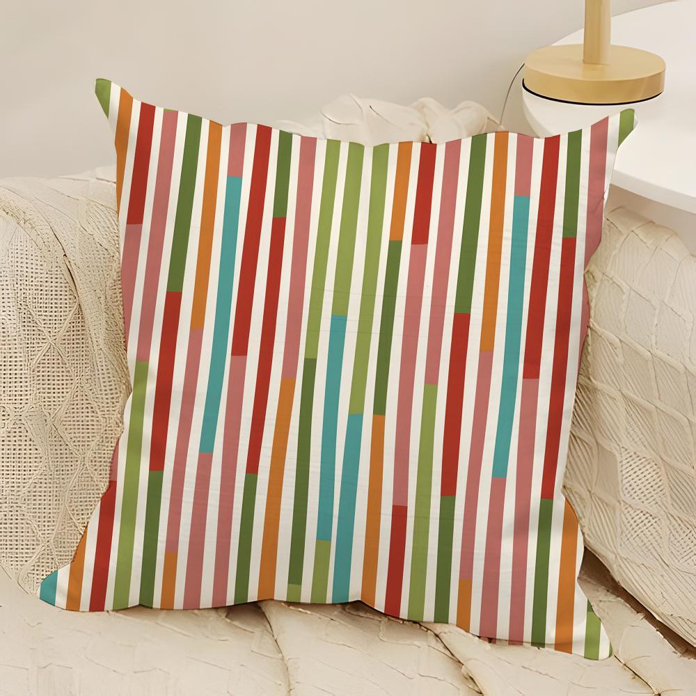 Classic Stripe Element Pillow Case Natural Linen DoubleSided Printing Sofa Home Decor Cushion Cover
