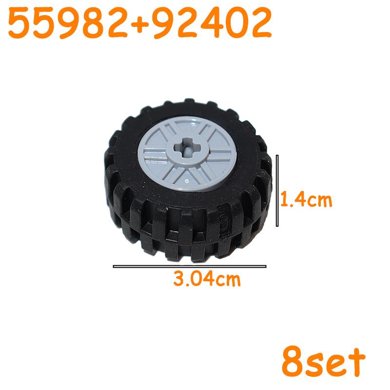 Full-size Tire Wheel Cross Hole Set Car Truck Wheels Hub Technical Bricks MOC Motorcycle Tyre & Rim Construction Building Blocks