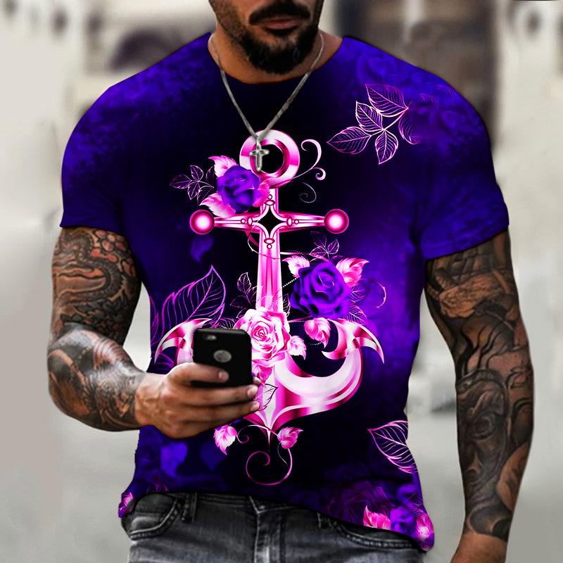 New Men's T-shirts 3d Print Short Sleeve Tops Cool Crucifix T Shirt For Man Oversized Tee Shirt Men Vintage Clothing