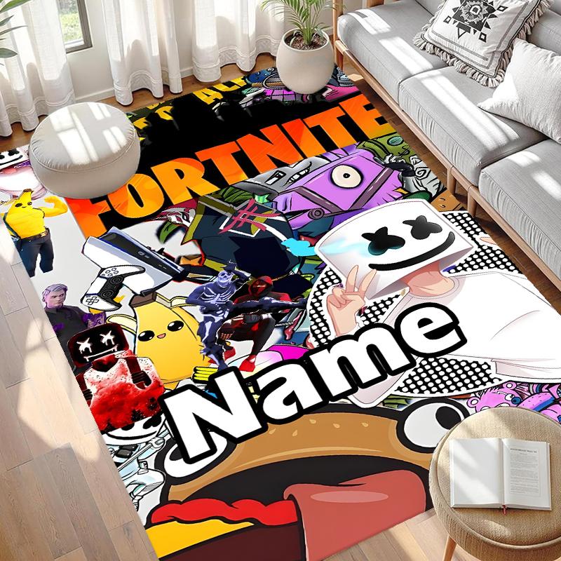 Custom Name Personalized Game Fortnite Print Carpet, Versatile Home Decor Rug, for Playroom, Apartment, Balcony, Entryway, Hallway Gift