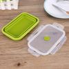 Clip-On Lid Collapsible Lunch Box 800ml Silicone Lunchbox Portable Storage Bowl  For Outdoor Travel