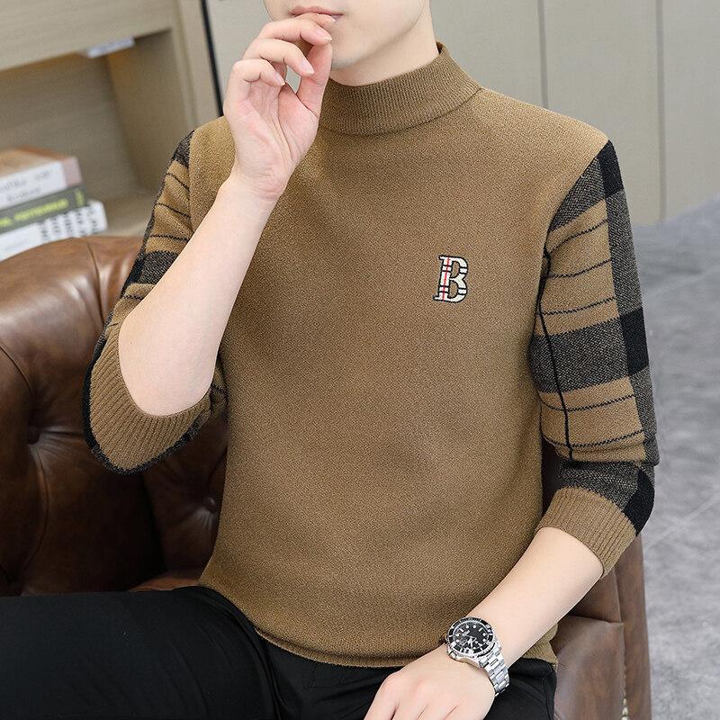 Hot Sale Winter New Fashion Thickened Semi-Turtleneck Men's Knitwear Thread