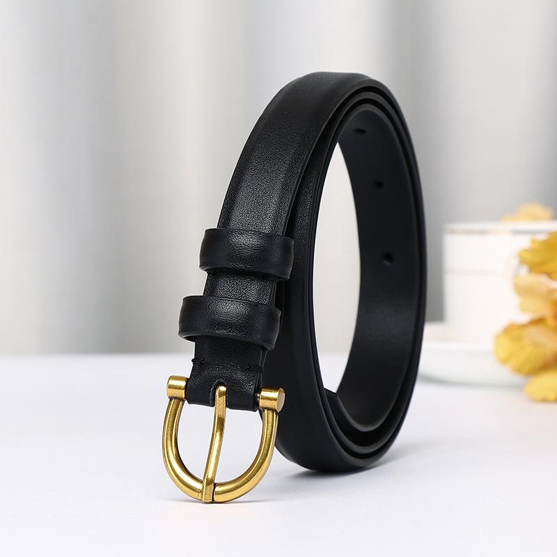 Ceinture Minimaliste Luxe Léger pour Femme Tendance Mode Cuir Polyvalente Élégante Haut de Gamme Première Couche Cuir de Vachette Ceinture Fine pour Femme