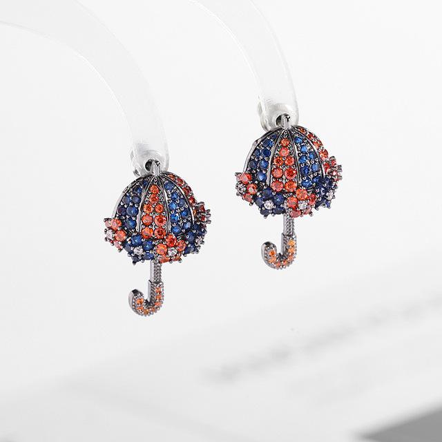 

Летние эффектные серьги-зонтики для женщин, дизайнерские роскошные свадебные серьги-гвоздики, брендовые ювелирные изделия, модные висячие серьги с кубическим цирконием чёрный