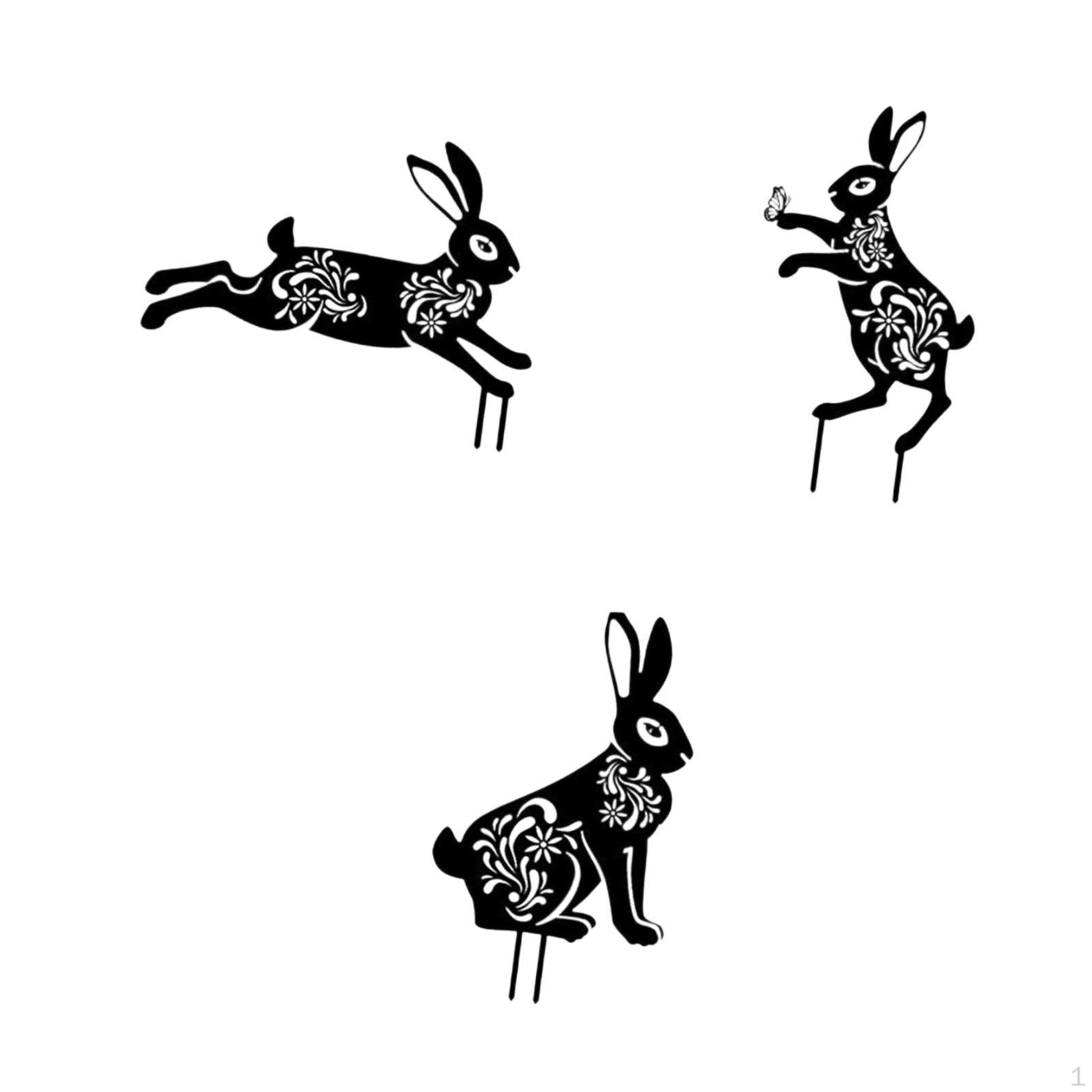 

3 шт. садовых колышков в форме животных, милые украшения для газона для патио и двора Bunnies