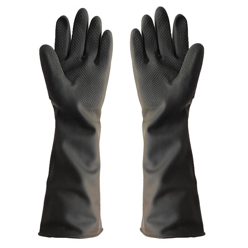 Heavy-Duty Black Acid-Alkali Resistant Latex Gloves 31