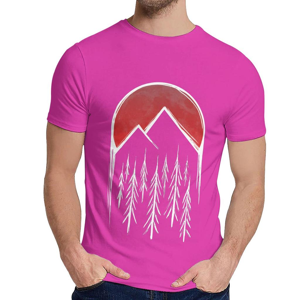 Man S O Neck Twin Peaks Red Pine Tree Moon Short Sleeve Arrival For