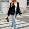 BITCED Relaxed-Fit Oversized Cardigan Autumn/Winter Long-Sleeved V-Neck Cable-Knit Sweater