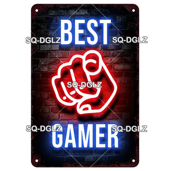 SQDGLZ Vintage Game Zone Neon Metal Sign Tin Sign Plate Home Bar Door Wall Decor Sticker Man Cave Decoration Plaque Poster Gift