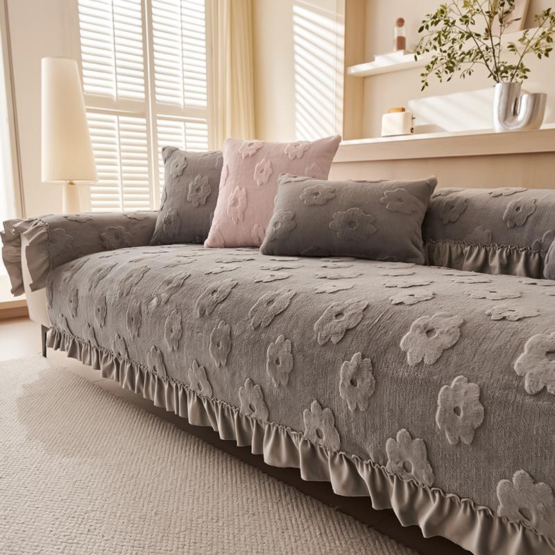 

Подушка для дивана Cream Wind Rabbit Plush, осенне-зимняя утолщенная кожаная подушка для дивана, новая нескользящая цельная ткань для дивана 70x70cm 1pcs