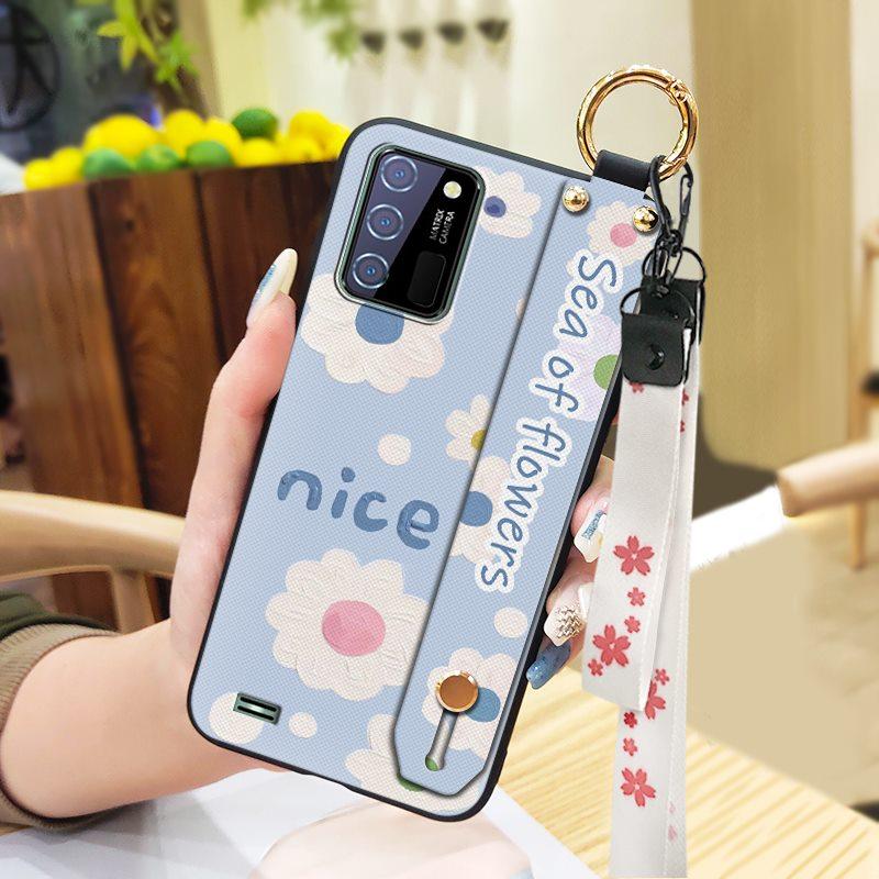 Phone Holder Kickstand Phone Case For Oukitel C25 Dirt-resistant Fashion Design Waterproof Wrist Strap Oil Painting Ring