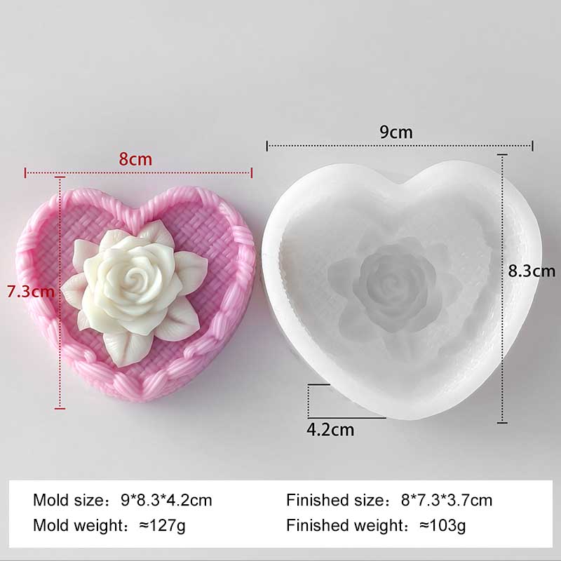DIY Valentine's Day Love Rose Silicone Mold Handmade Soap Candle Making Supplies Heart Shaped Rose Aroma Gypsum Resin Mould