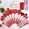 13-Piece Silicone Kitchen Utensil Set with Storage Bucket: Spatula, Slotted Spoon, Frying Spoon, Ladle