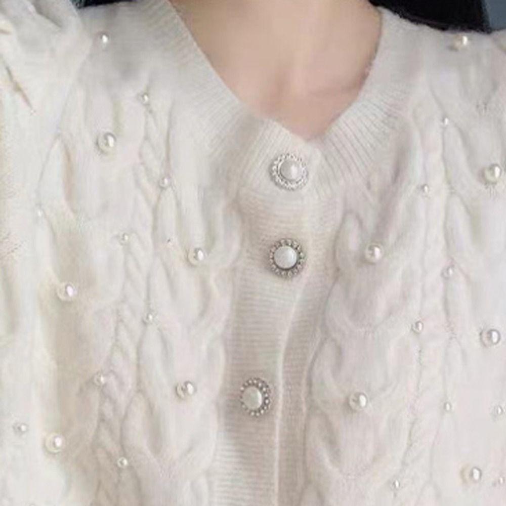 50pcs Multi Size Pearl Button Creamy-white Venetian Pearl Button Clothes Button  Garment Decorative