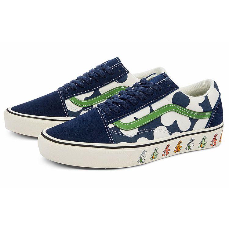 Vans Old Skool Blumenmuster Low Top Skateschuhe Unisex Sneaker Blau Weiß VN0A5DYCB1U
