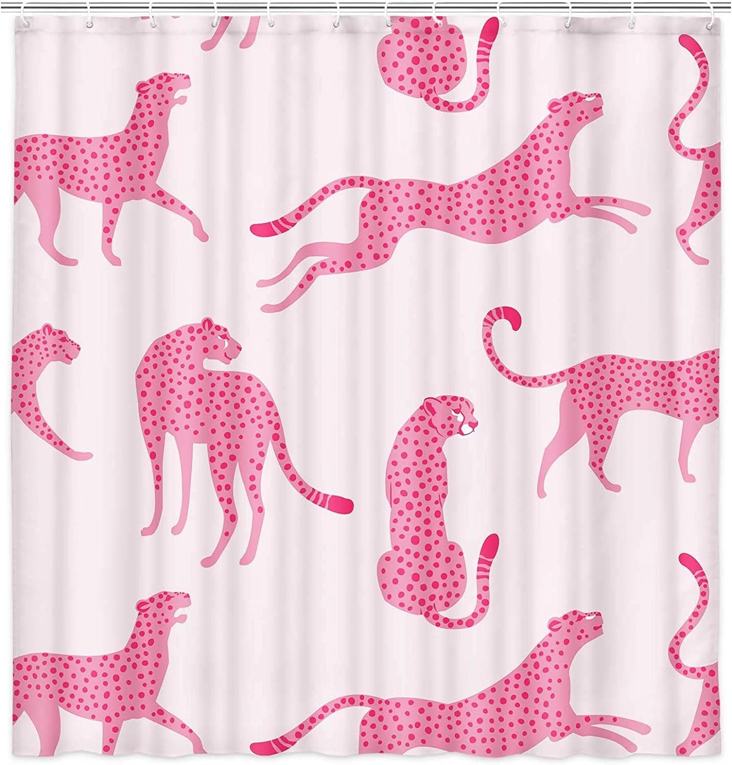 

Pink Leopard Print Pattern Waterproof Shower Curtain 180X200Cm - Jungle Animal Print Bath Curtain For Living Room Decor W60H190(CM)-1 Pcs
