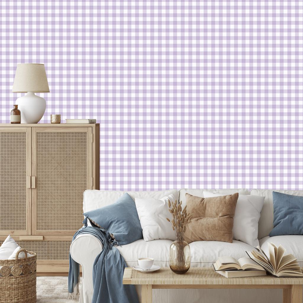 Wallpaper Fabric Pattern White, Light Gray and Lavender 50x1000