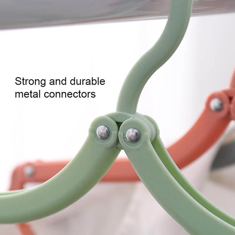 10pcs Portable Folding Travel Hangers Space Saving Multi-Functional Non-Slip Plastic Clothes Rack With Clips Storage Organizer